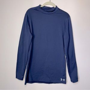 UNDER ARMOUR COLDGEAR MENS BLUE FITTED MOCK NECK COMPRESSION ACTIVEWEAR SHIRT M